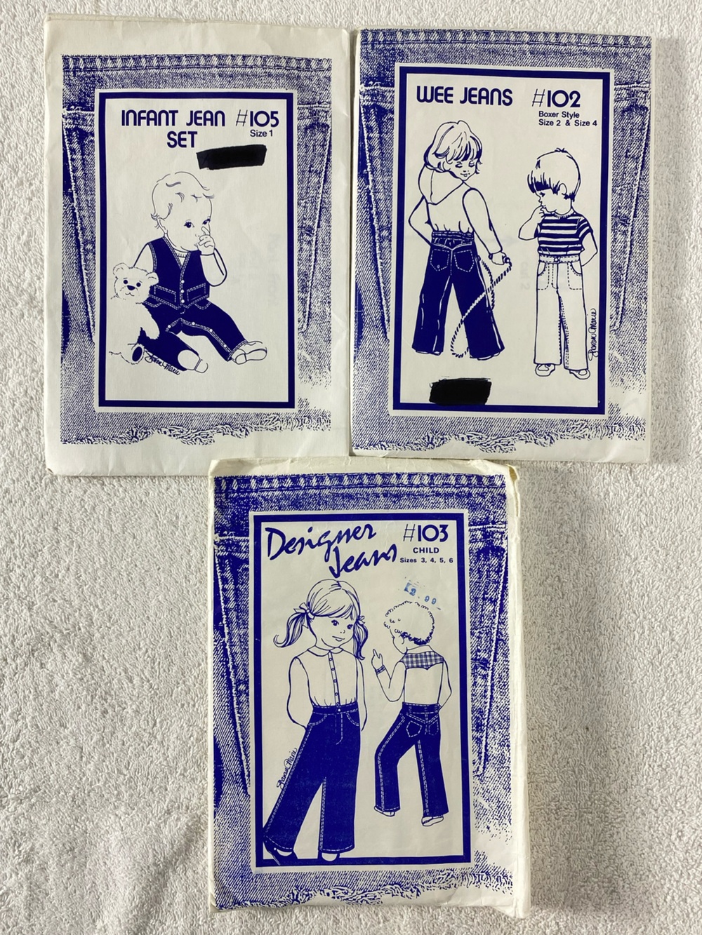 Vintage 1981 Sharon Marie Denim Designs Jeans Sewing Patterns x3